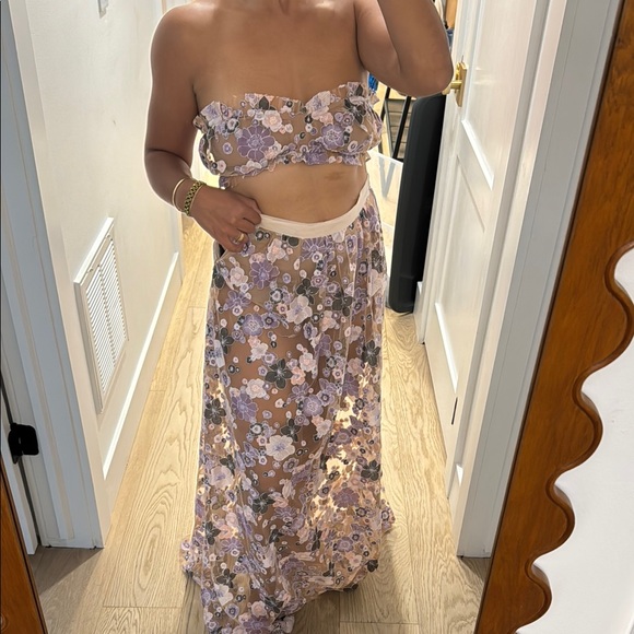 For Love And Lemons Purple Floral Maxi Skirt - Picture 1 of 4
